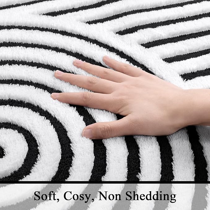SHACOS Soft Cozy Fluffy Arch Pattern High Low Pile Area Rugs 6'x9' Large Non - Image 6