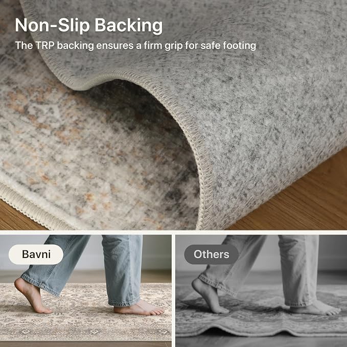 Bavni 3x5 Area Rug for Living Room Bedroom, Washable Boho Print Vintage - Image 6