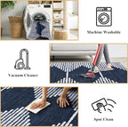 HelloTree Area Rug for Living Room 9x12 Washable Geometric Moroccan Rug Stripe - Image 7