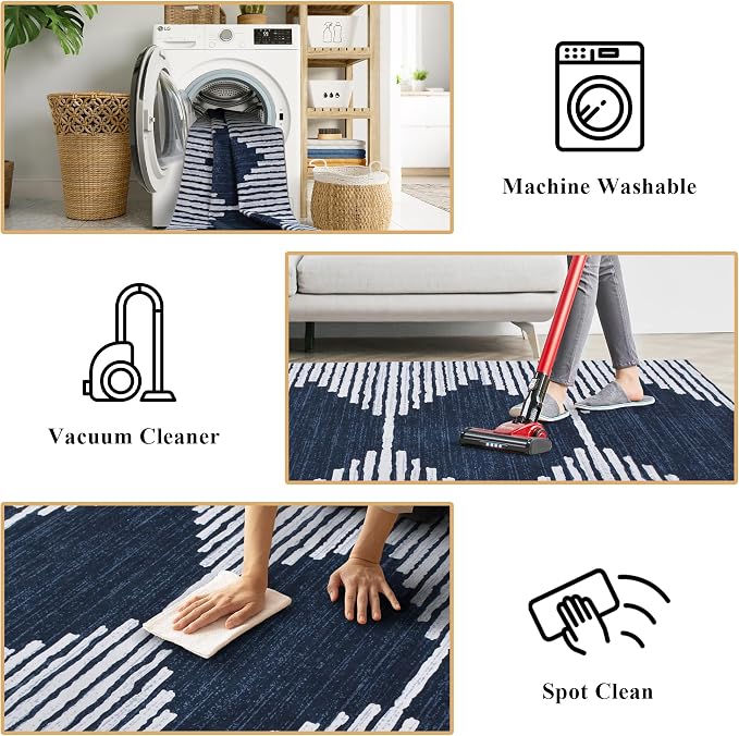 HelloTree Hallway Runner Rug，2x6 Moroccan Modern Stripe Carpet Washable Machine - Image 6