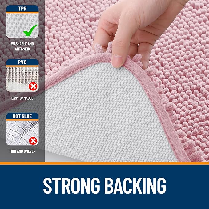 OLANLY Bathroom Rugs 70x24, Extra Soft Absorbent Chenille Bath Rugs, Rubber - Image 6