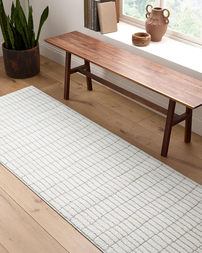 Livabliss x Our PNW Home Cascade Minimalist Striped Area Rug, Ivory/Light Brown - Image 4