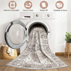 8x10 Area Rugs Living Room: Washable Boho Large Neutral Vintage Soft Rug Stain - Image 2