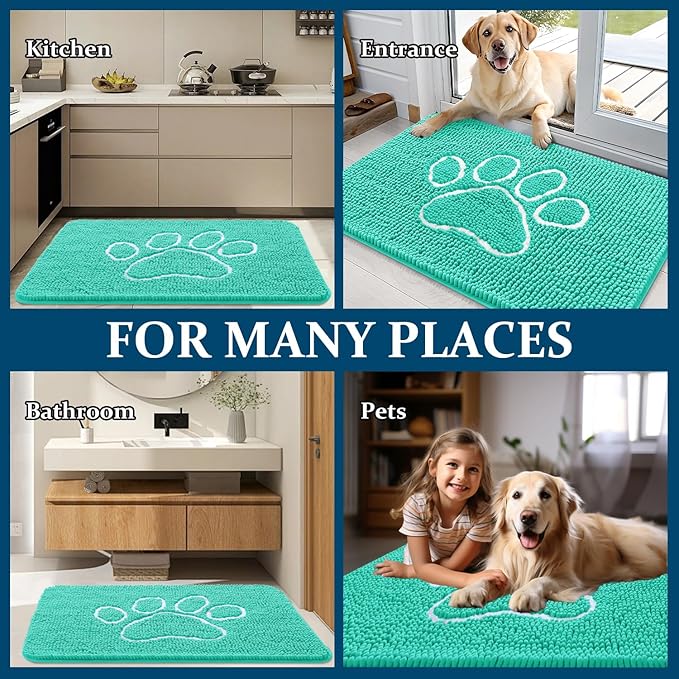 OLANLY Dog Door Mat for Muddy Paws 40x32, Paw Print Design, Absorbs Moisture - Image 8