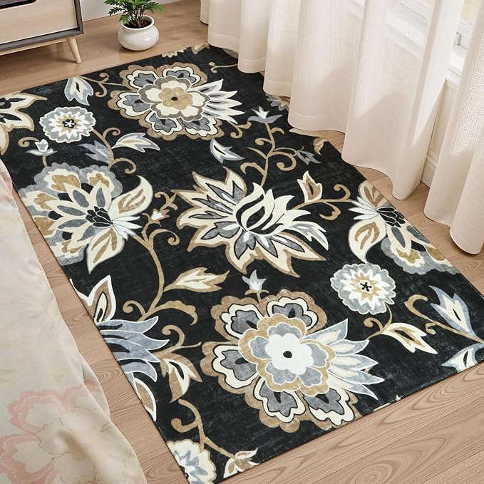 Lahome Floral Washable Living Room Area Rug - Image 7