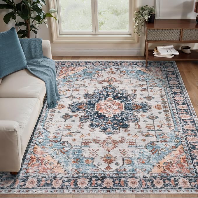 Tangsoo 4x6 Area Rug for Living Room, Washable Vintage Indoor, Distressed - Image 7