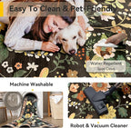 Floral 9x12 Area Rug Machine Washable Soft Print Boho Carpet Non Slip Doormat - Image 4