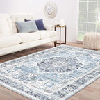 Area Rug 9×12, Large Vintage Boho Rug, Ultra-Soft Low Pile, Non Slip, Stain by DomitapisRug