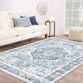 Area Rug 8×10, Large Vintage Boho Rug, Ultra-Soft Low Pile, Non Slip, Stain by DomitapisRug