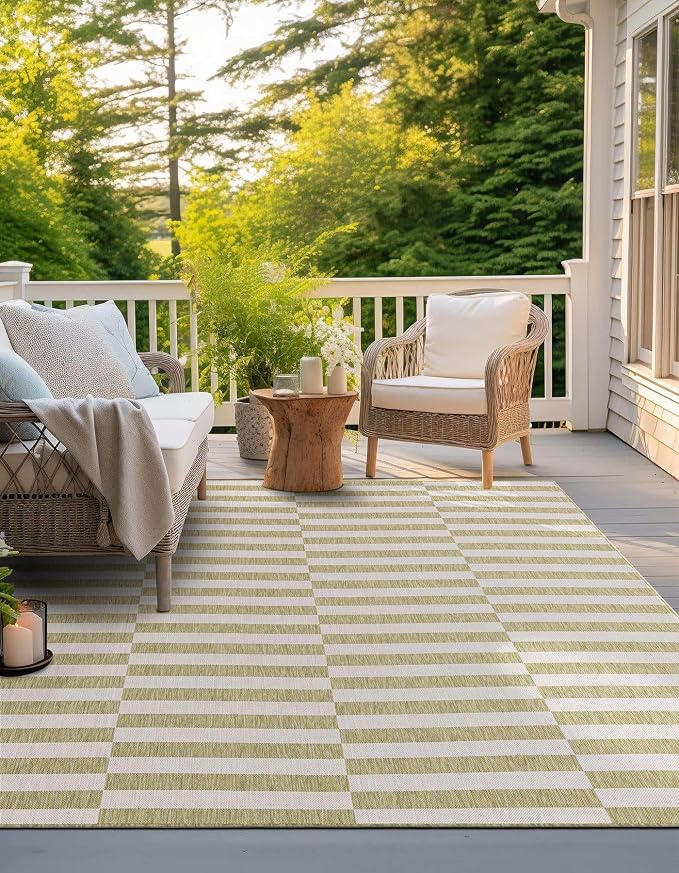Unique Loom Outdoor Striped Collection Area Rug - Image 4