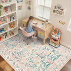 Wonnitar Washable Area Rug 6x9, Boho Non Slip Non-Shedding Pastel Nursery Carpet - Image 2