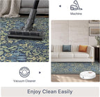 Bavni Floral Dark Blue Area Rugs 8x10, Vintage Boho Carpet Machine Washable - Image 8