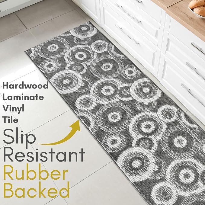 Custom Size Grey Hallway Runner Rug | Cut to Length 2'3" x 8' | Non-Slip & - Image 3