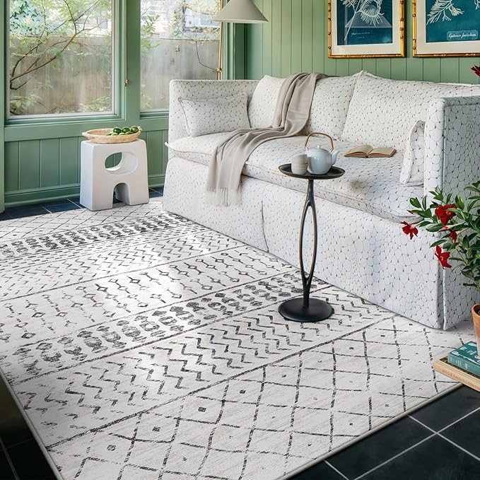 5x7 Machine Washable Area Rug for Living Room, Kids and Pets Friendly for by GERUIMO