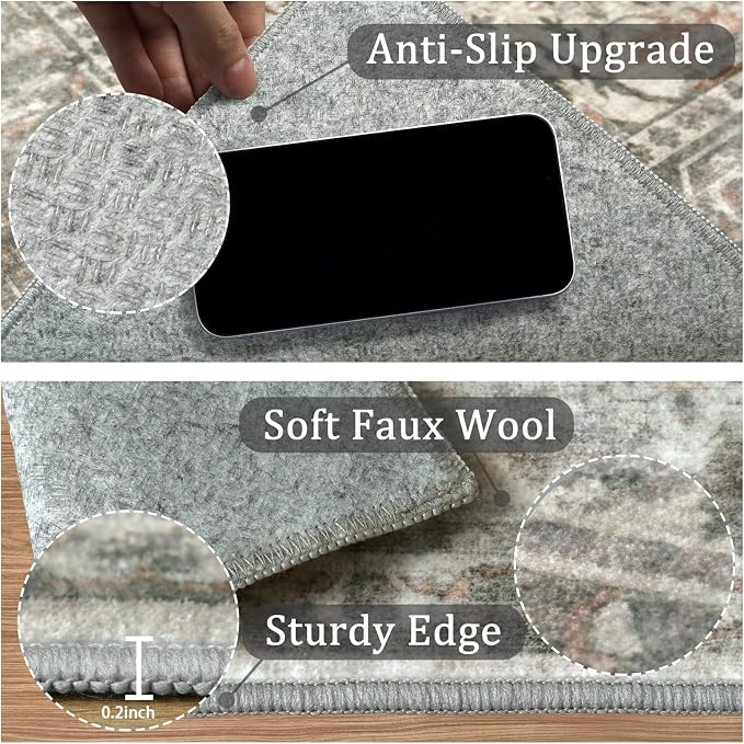 4x6 Machine Washable Area Rug for Living Room, Kids and Pets Friendly for - Image 6