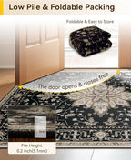Area Rugs 2'6''x14' Washable Non-Slip, Floral Vintage Distress Print Pattern - Image 4