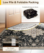 Area Rugs 2'6''x12' Washable Non-Slip, Floral Vintage Distress Print Pattern - Image 4