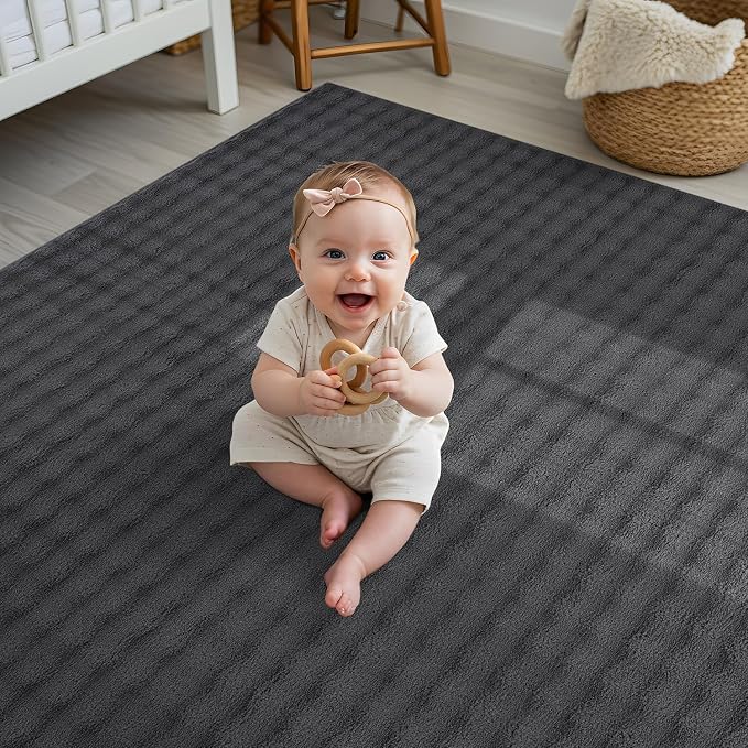 CAMILSON Modern Dark Gray Non Slip Rug 8x10 Ultra Soft High Pile Area Rugs Non - Image 6
