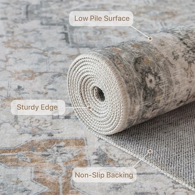GENIMO Runner Rug 2'6"x7 Machine Washable Non Slip Vintage Hallway Runner Rug - Image 4