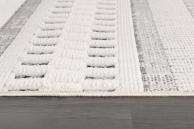 Beverly Rug Micro Loop Area Rug Gray/White 5x7 Geometric Modern Scandinavian - Image 5