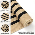 KOZYFLY Brown and Black Striped Porch Rug 2x3 Ft Small Area Rug Cotton Outdoor - Image 4