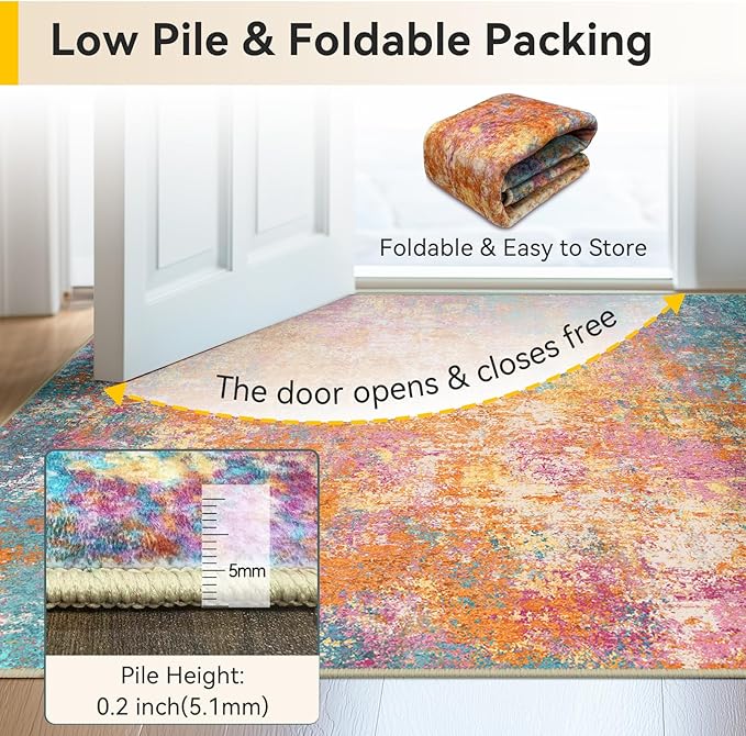 Washable Area Rugs 6'x9' Non-Slip Modern Abstract Soft - Image 6