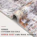 Modern Abstract Entryway Rug Indoor 2x3 Washable Non-Slip Soft Grey Orange - Image 5