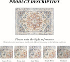 Area Rug 4×6, Vintage Boho Rug, Ultra-Soft Low Pile, Non Slip, Stain Resistant - Image 3