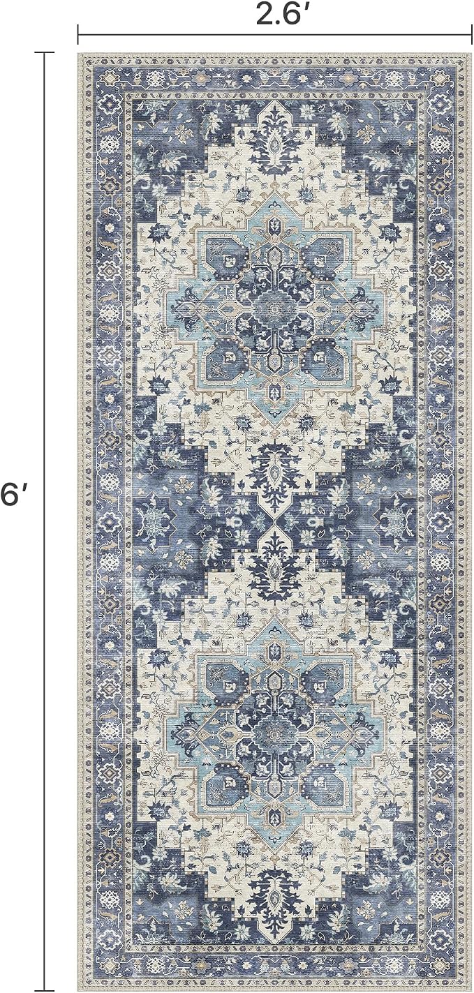 2'6''x6 Runner Rugs for Hallway, Machine Washable Non Slip Vintage Rugs - Image 2