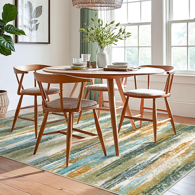 Modern Abstract 6x9 Machine Washable Living Room Rug Non-Slip Soft Bedroom Area - Image 2