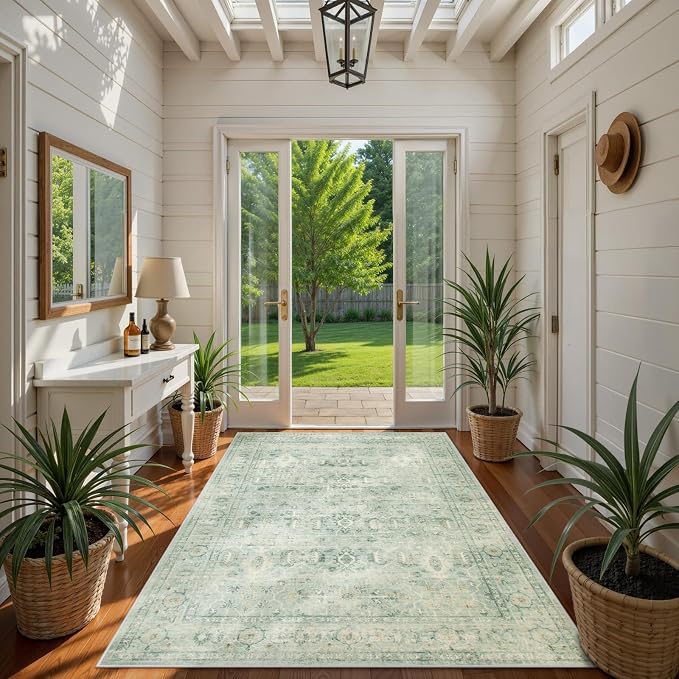 Lahome Vintage 5x7 Washable Green Rugs - Image 7