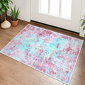 Modern Abstract 2x3 Girls Room Rug, Machine Washable Blush Pink Sky Blue Small by lansny
