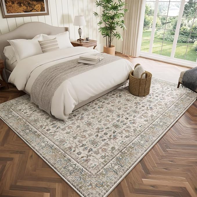Washable 6x9 Area Rugs for Living Room, Boho Non-Slip Vintage Distress Large - Image 2
