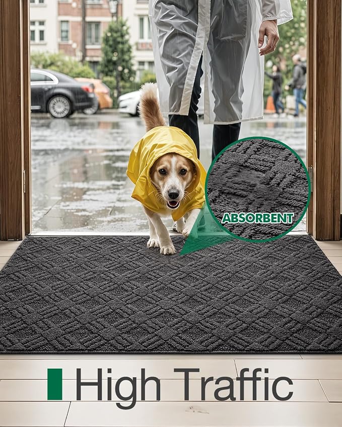 LUMI Indoor Door Mat, Absorbent Non-Slip Thin Doormat, Washable Door Mats - Image 6