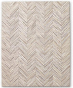 Premium Rectangular Rug Cowhide Leather Stylish Non Slip Chevron Patchwork Area by EclatiqueRug