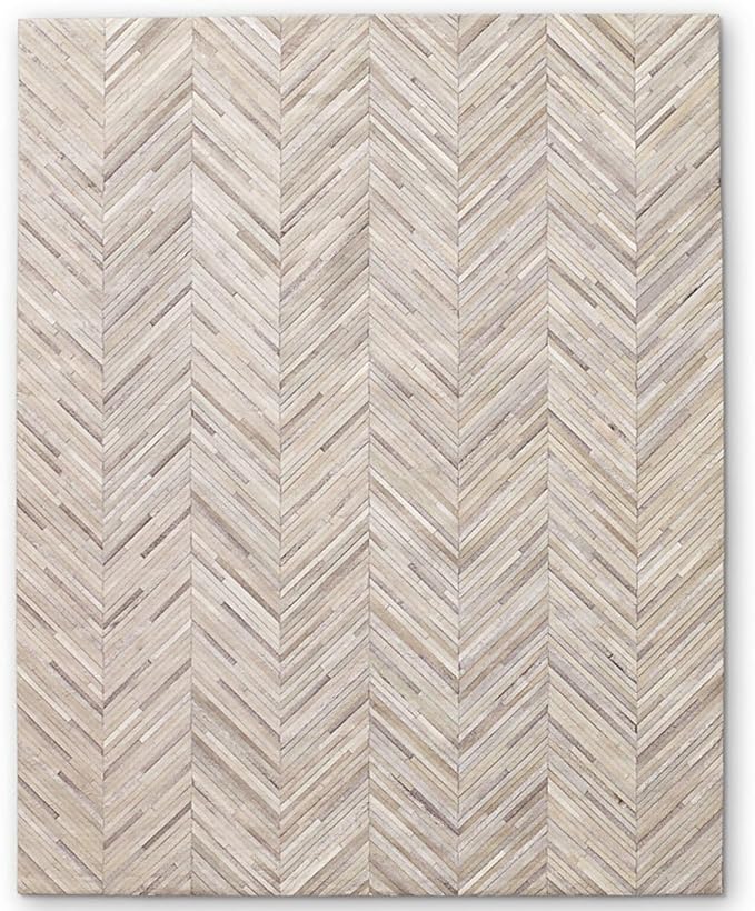 Premium Rectangular Rug Cowhide Leather Stylish Non Slip Chevron Patchwork Area by EclatiqueRug