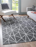 Rugs.com Lattice Trellis Collection Rug – 8' x 10' Gray Low-Pile Rug Perfect by Rugscom