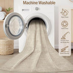 6ft Round Rug Living Room: Washable Large Vintage Rug Neutral Non-Slip Soft - Image 2