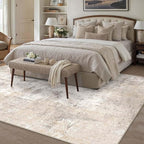 6x9 Washable Area Rug Beige Grey Abstract Living Room Bedroom Throw Rug Neutral - Image 3