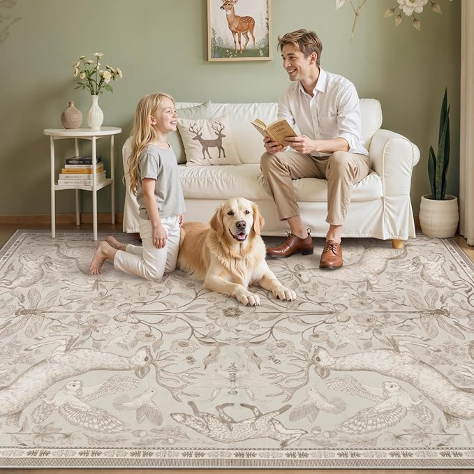 Lahome Boho Animal 5x7 Washable Living Room Area Rugs, Botanical Large Boho Non - Image 8