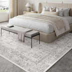 Gray Area Rug 6x9 Machine Washable Vintage Living Room Distressed Non Slip - Image 6