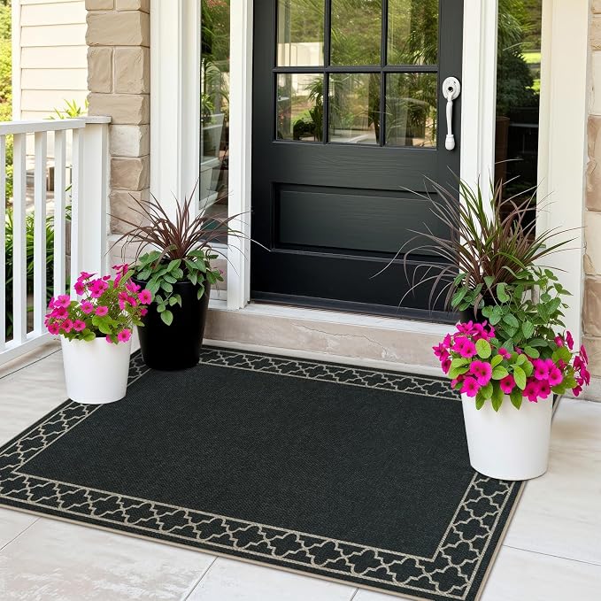 OJIA Easy Jute Front Door Mats Black Outdoor Rug 3x5, Washable Entryway Rug - Image 9