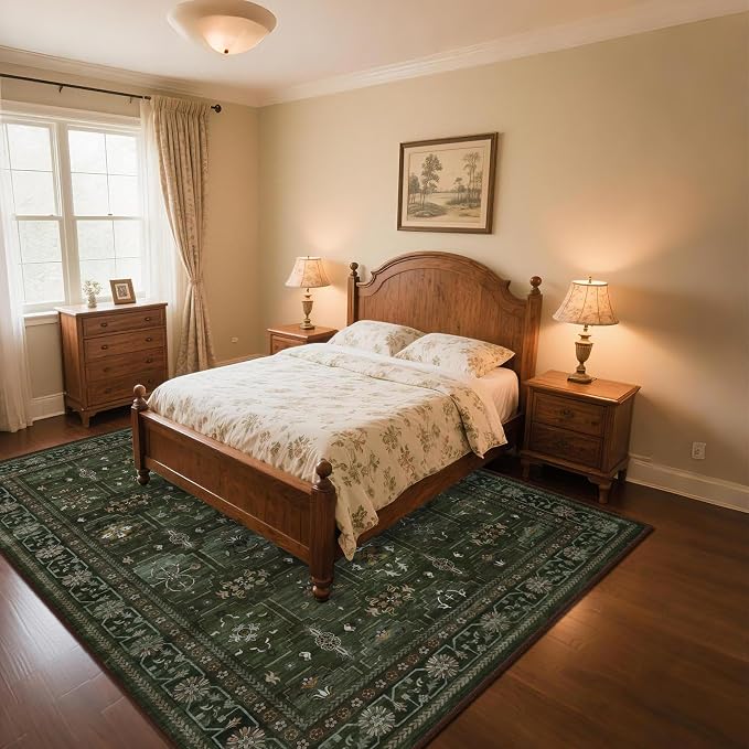 4x6 Area Rug for Bedroom Machine Washable, Non Slip Vintage Floral Kitchen Rugs - Image 5