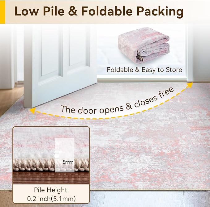 Washable Area Rugs 4'x6' Non-Slip Modern Abstract Soft - Image 6