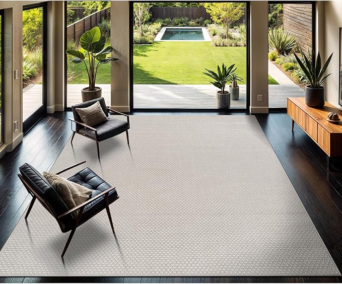 CAMILSON Easy Jute Rug 8x10, Indoor Outdoor Off-White Farmhouse Area Rugs by CAMILSONIndoorOutdoorAreaRugs