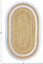 Oval Runner 5x10 Kilim Jute Runner Natural Oval Thick 0.27" Solid Design Beige - Image 3