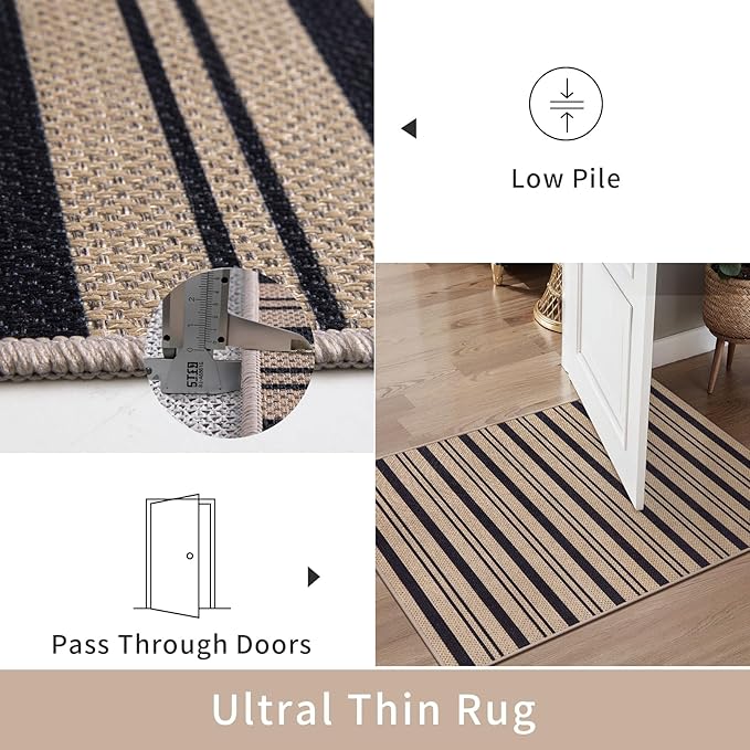 Tangsoo Stripe Easy Jute Rug, Ultra Thin 2x3 Outdoor Rug - Image 3