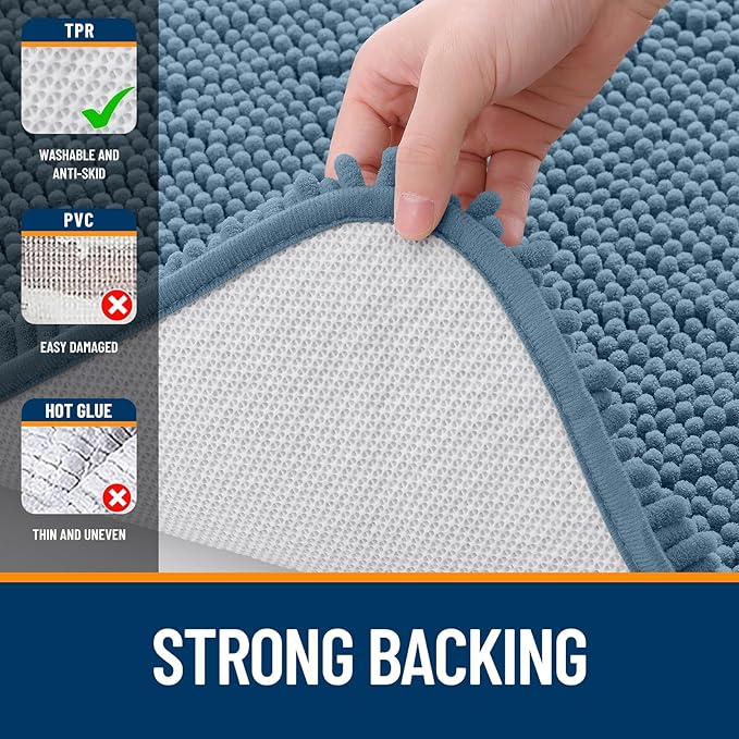 OLANLY Bathroom Rugs 59x24, Extra Soft Absorbent Chenille Bath Rugs, Rubber - Image 6