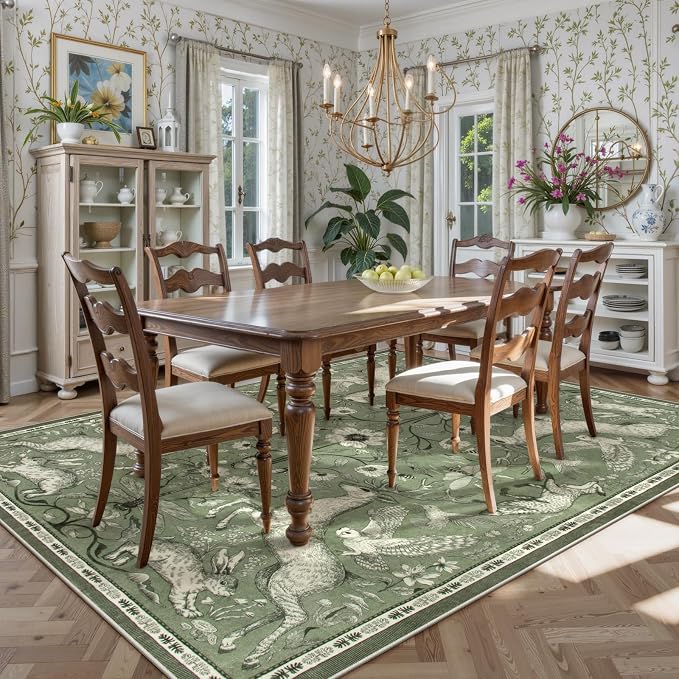 Lahome Boho Animal 6x9 Washable Living Room Area Rugs, Botanical Large Boho Non - Image 3