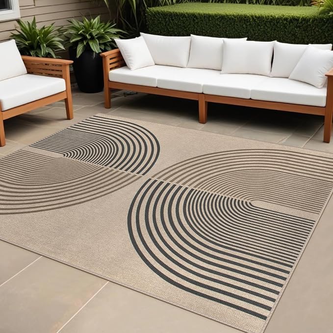 Easy Jute Indoor Outdoor 5x7 Rug, Washable Modern Rainbow Rugs by Rugalia